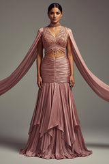 Radiant Blush Fish-Cut Lehenga with Crystal Embellished Choli