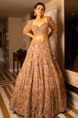 Pink Net Designer Sequin Cutdana and Beaded Lehenga