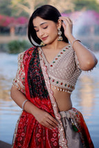 Silver Tissue Beaded and Cutdana Worked Lehenga