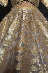 Off White Organza Woven Lehenga