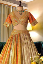 Multi Colored Tissue Organza Lehenga with Lace
