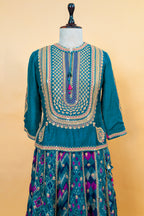 Peacock Blue Silk Sequin Embroidered Lehenga Set