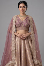 Regal Onion Pink Banarasi Brocade Bridal Lehenga with Hand-Embellished Blouse