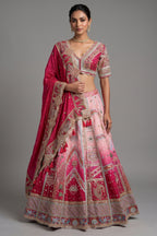 Pink Ombre Tissue Silk Designer Lehenga