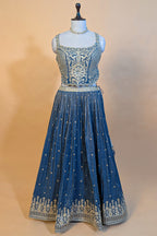Blue Tissue Sequin Embroidered Lehenga
