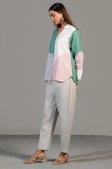Multi Colored Linen Tunic and Pant Set