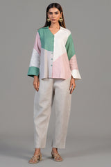 Multi Colored Linen Tunic and Pant Set