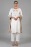 Off White Linen Embroidery and Beaded Straight Cut Kurti Set