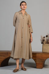 Beige Cotton Silk Dress