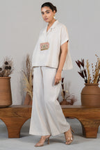 Ivory White Jute Lapel Collar Clyde Co-Ord Set