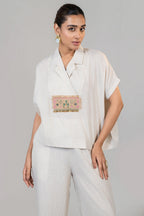 Ivory White Jute Lapel Collar Clyde Co-Ord Set