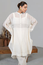 Ivory White Organza High and Low Co-Ord Set