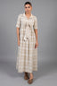 Ivory Jute Embroidered Tie Up Dress