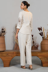 Ivory Jute Embroidered Co-Ord Set