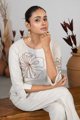 Ivory Jute Embroidered Co-Ord Set