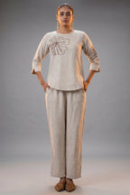 Ivory Jute Embroidered Co-Ord Set