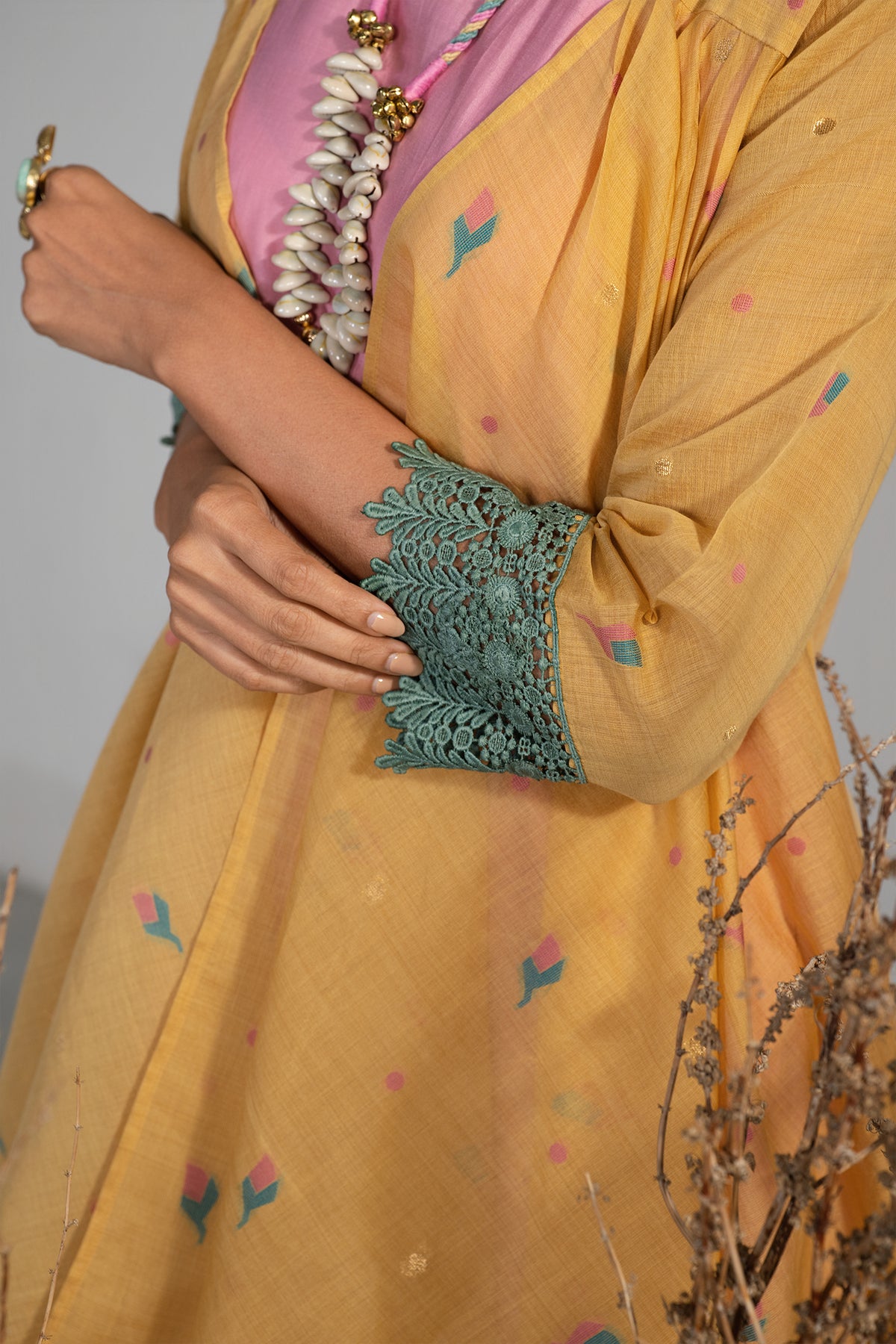 Light Pink and Orange Co-Ord Set with Jacket