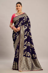 Purple Art Silk Woven Saree