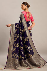 Purple Art Silk Woven Saree