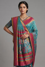 Sky Blue Modal Silk Printed Saree
