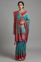 Sky Blue Modal Silk Printed Saree