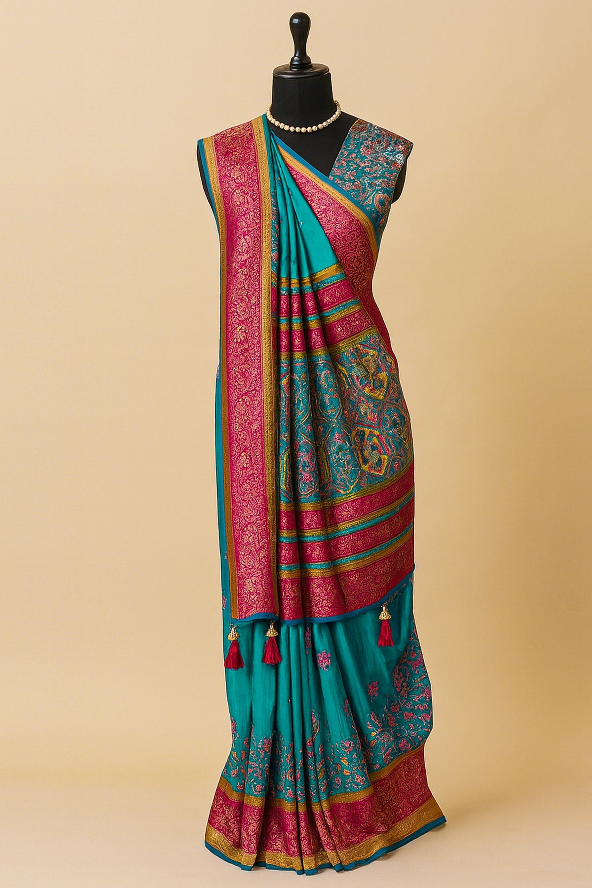 Sky Blue Modal Silk Printed Saree