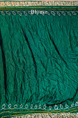 Dark Green Gaji Silk Traditional Bandhej Saree