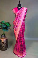 Rani Pink Silk Traditional Woven Saree