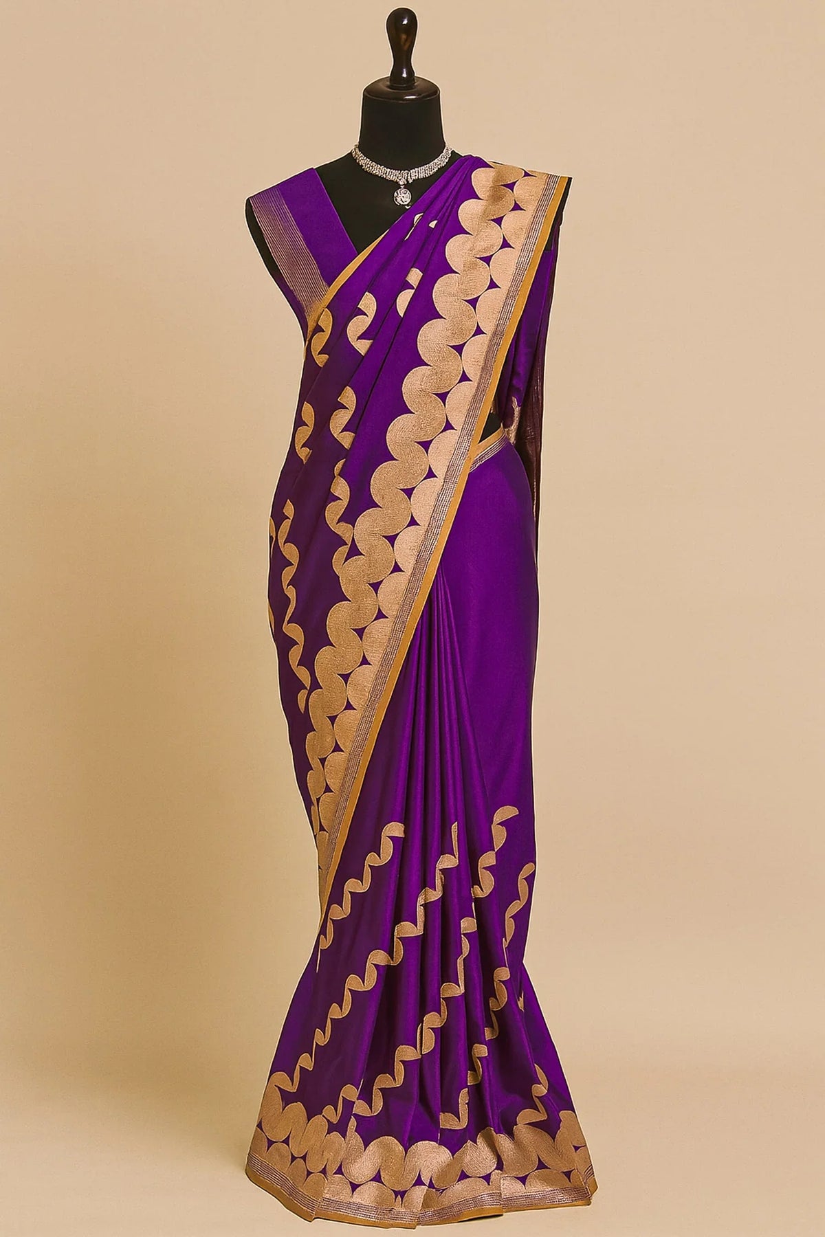 Royal Purple Silk Geometric Weaving Traditional Saree
