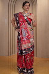 Red Silk Traditional All Over Pichwai Embroidered Saree