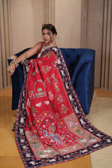 Red Silk Traditional All Over Pichwai Embroidered Saree