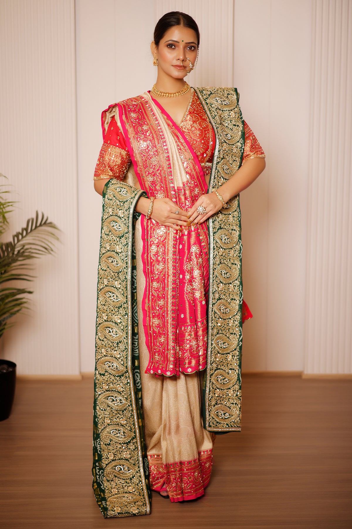 Cream Uppada Silk All Over Woven Traditional Saree