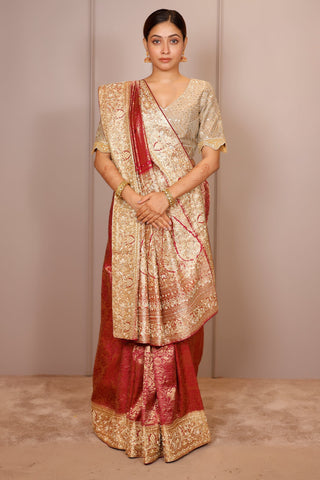 Magenta Kanchipuram Silk Traditional All Over Woven Saree with Handworked Border and Pallu
