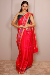 Pink Raw Silk Woven Patola Saree