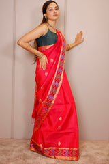 Pink Raw Silk Woven Patola Saree