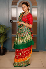 Maroon and Multi Colored Gaji Silk Traditional Gharchola Saree