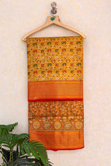 Yellow Dola Silk Pashmina Printed Saree with Sequin Cutdana Work