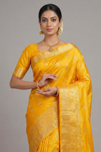 Yellow Kanchipuram Tissue Woven Saree