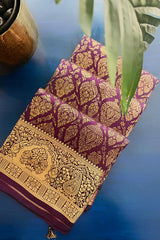 Purple Kanchipuram Tissue Silk Traditional Woven Butta Saree