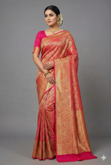 Rani Pink Kanchipuram Tissue Silk Woven Saree