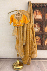 Yellow Tissue Woven Saree with Lace Work