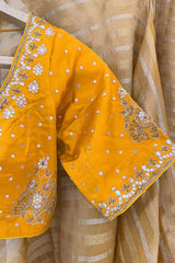 Yellow Tissue Woven Saree with Lace Work