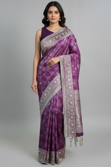 Rani Pink Silk Traditional Woven Patola Saree with Cutdana and Beads Work