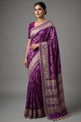 Rani Pink Silk Traditional Woven Patola Saree with Cutdana and Beads Work