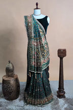 Green Silk Traditional Woven Patola Saree with Cutdana and Beads Work
