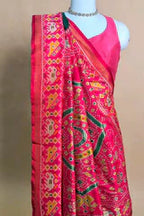Green Art Silk Saree with Patola Border and Contrast Pallu