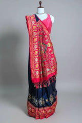 Blue Art Silk Patola Woven Saree