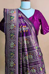 Purple Art Silk Woven Patola Saree