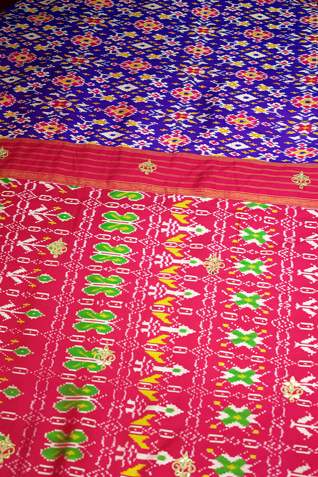 Purple Silk Traditional Patola Saree with Gota Sequin Work