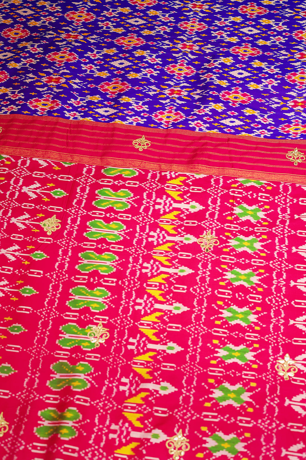 Purple Silk Traditional Patola Saree with Gota Sequin Work